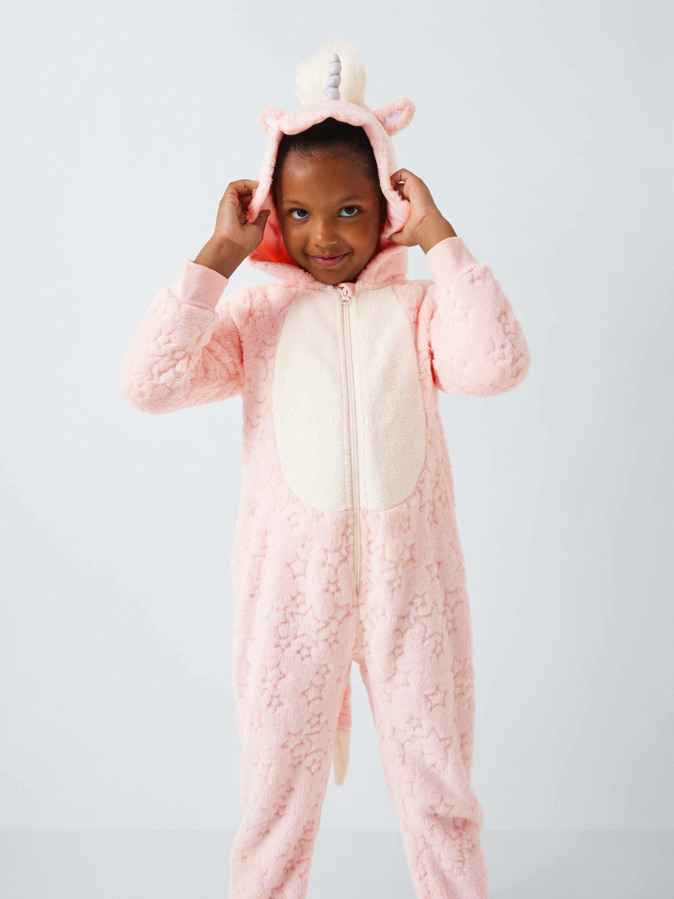 Product image 5 of 9, which shows John Lewis Kids' Star Fleece Unicorn Onesie, Pink, 10 years