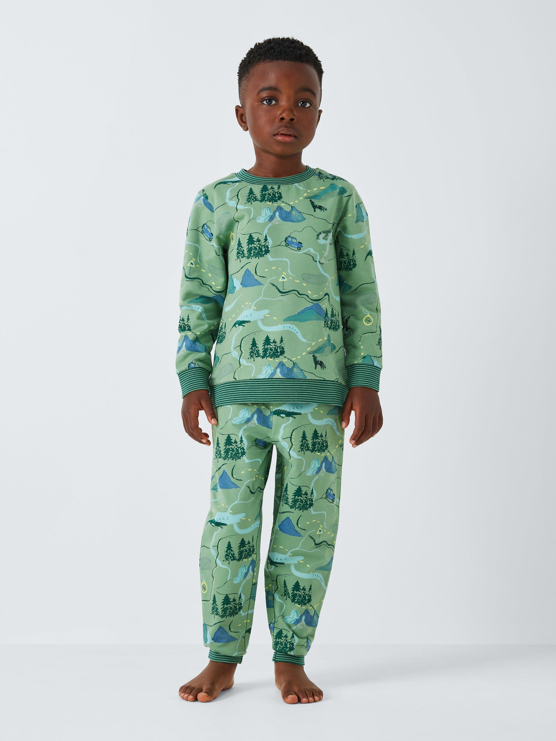 John Lewis Kids Map Pyjamas Green