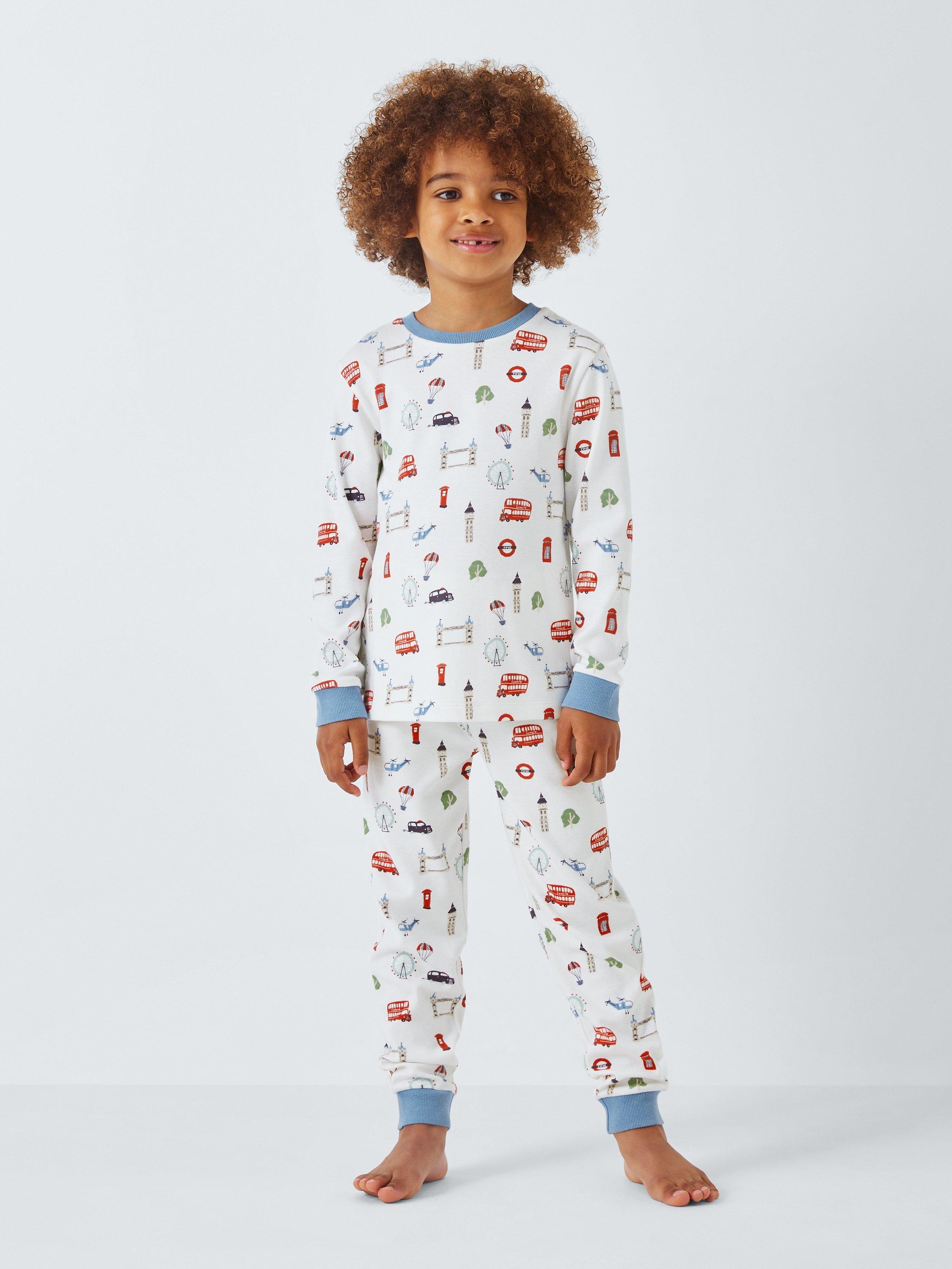 Product image 2 of 7, which shows John Lewis Kids' London Jersey Pyjama Set, White, 12 years
