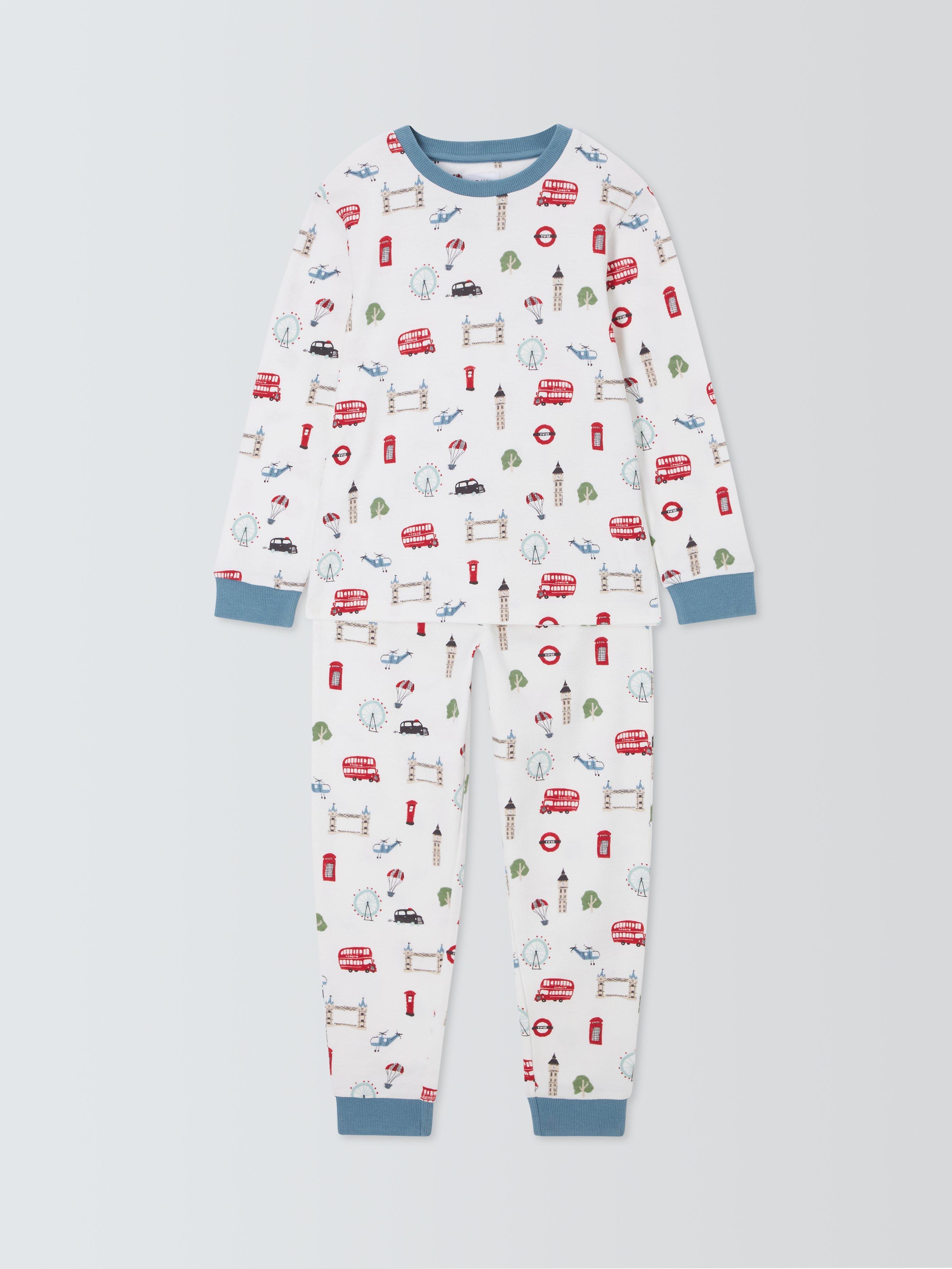 Product image 3 of 7, which shows John Lewis Kids' London Jersey Pyjama Set, White, 12 years