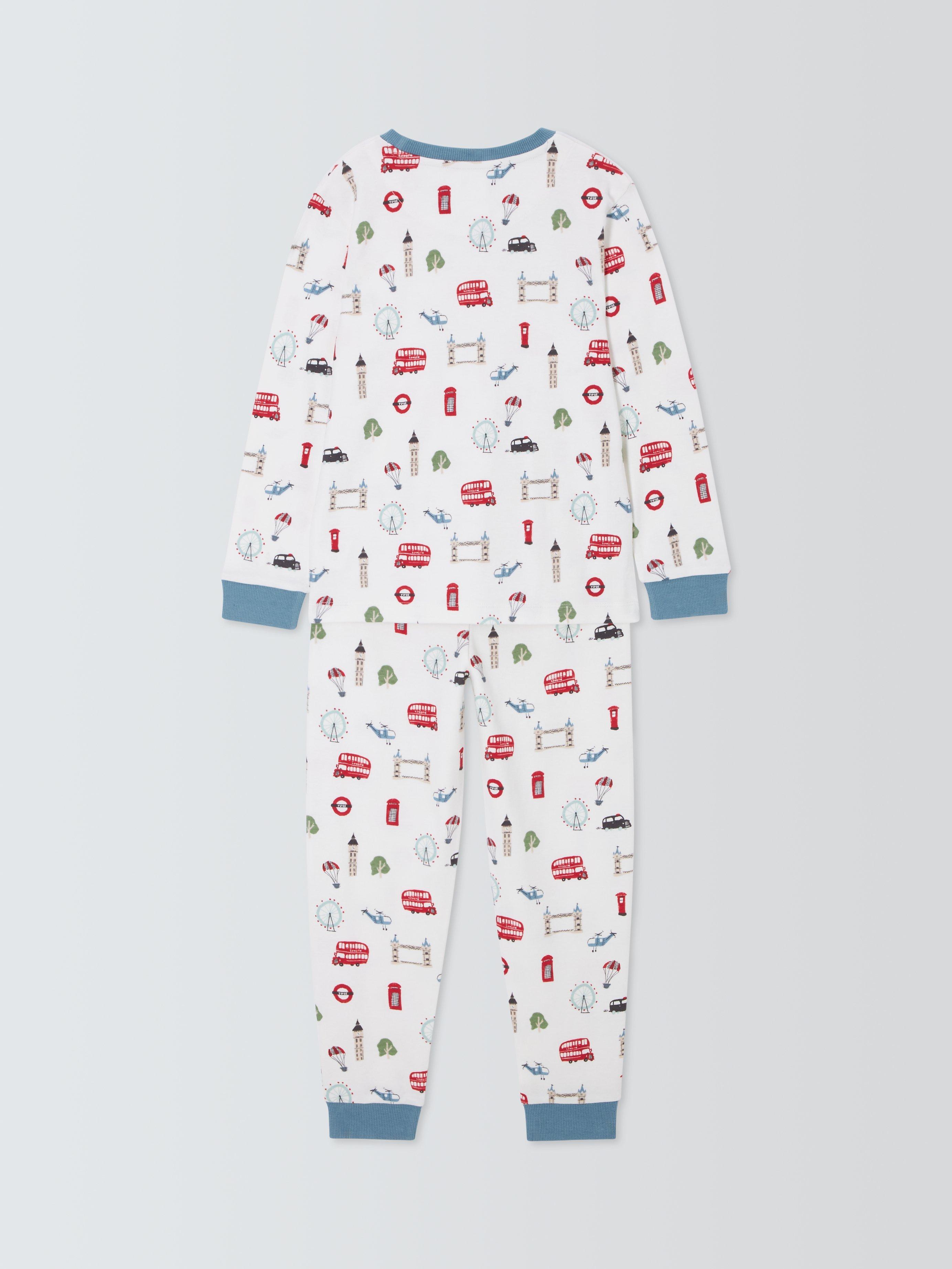 Product image 4 of 7, which shows John Lewis Kids' London Jersey Pyjama Set, White, 12 years