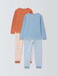 John Lewis Kids' Cotton Stripe Pyjamas, Pack of 2, Multi