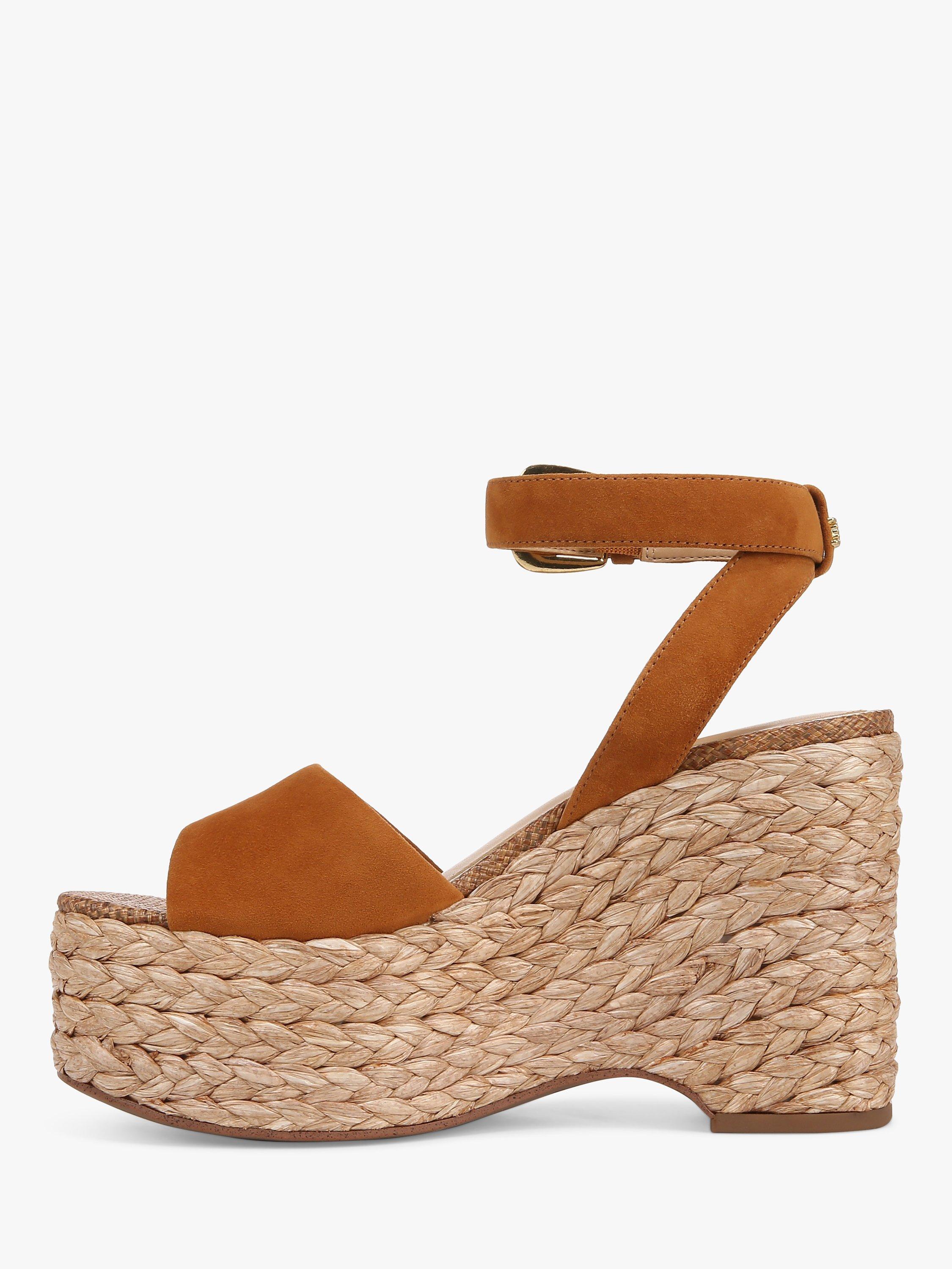 Product image 3 of 6, which shows Sam Edelman April Suede Wedge Heel Sandals, Rustic Brown, 9