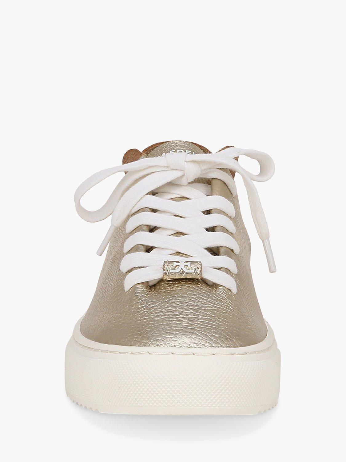 Product image 2 of 6, which shows Sam Edelman Poppy Leather Trainers, Gold, 3