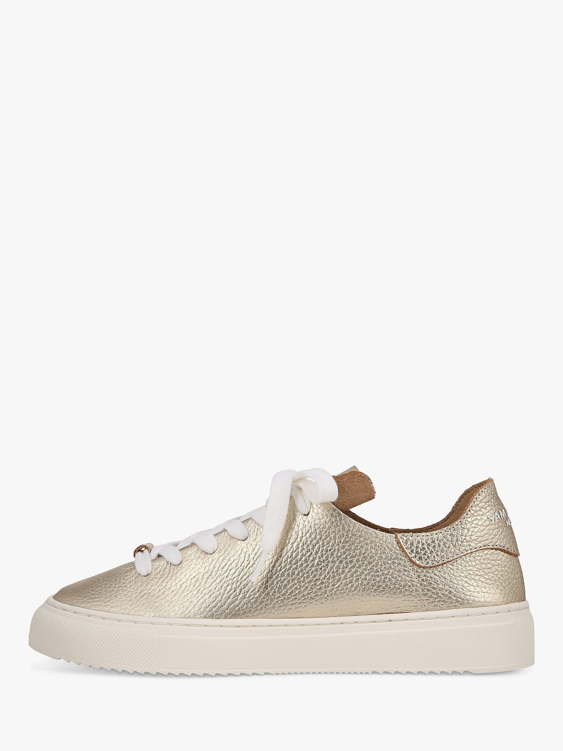 Product image 3 of 6, which shows Sam Edelman Poppy Leather Trainers, Gold, 3