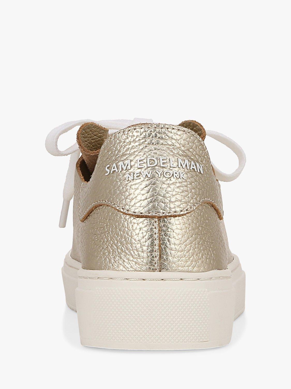 Product image 4 of 6, which shows Sam Edelman Poppy Leather Trainers, Gold, 3