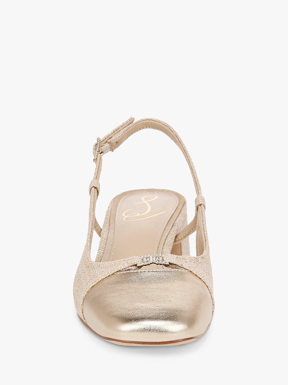 Product image 2 of 6, which shows Sam Edelman Tarra2 Slingback Shoes, Linen/Gold Leaf, 3