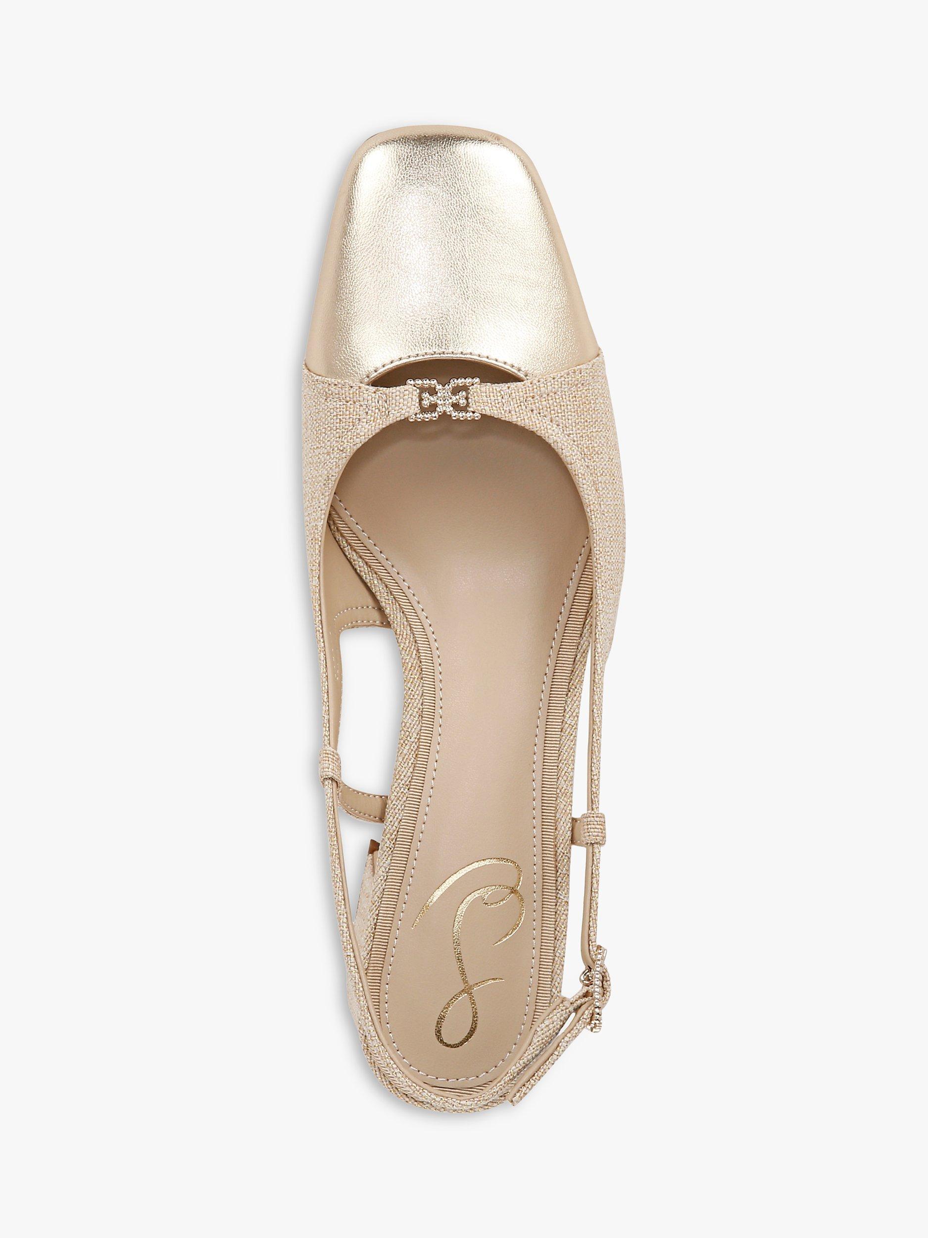 Product image 5 of 6, which shows Sam Edelman Tarra2 Slingback Shoes, Linen/Gold Leaf, 3