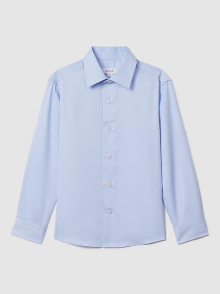 Reiss Kids' Remote Long Sleeve Shirt, Soft Blue - view 2, Soft Blue