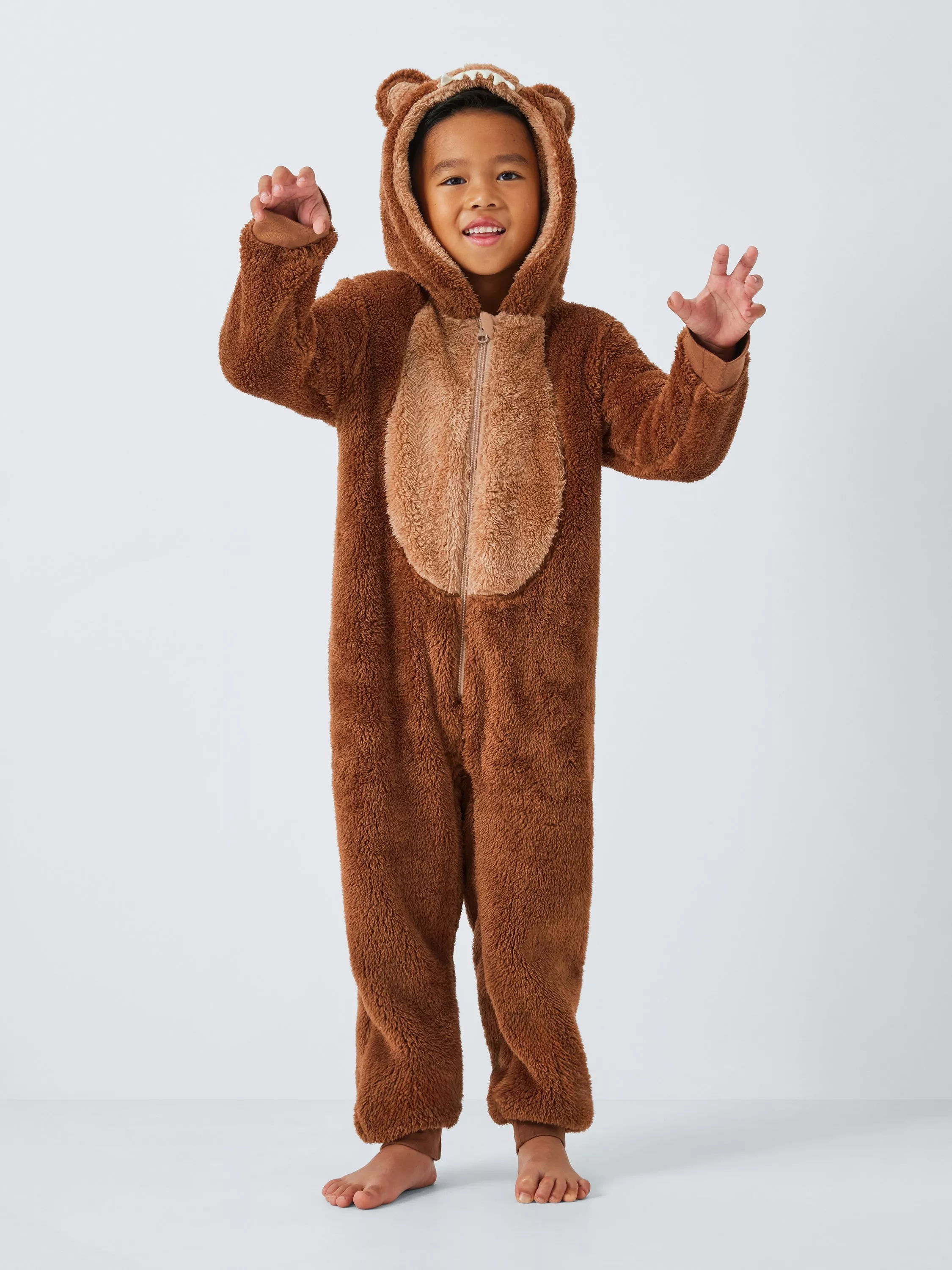 John Lewis Kids Grizzly Bear Onesie Brown