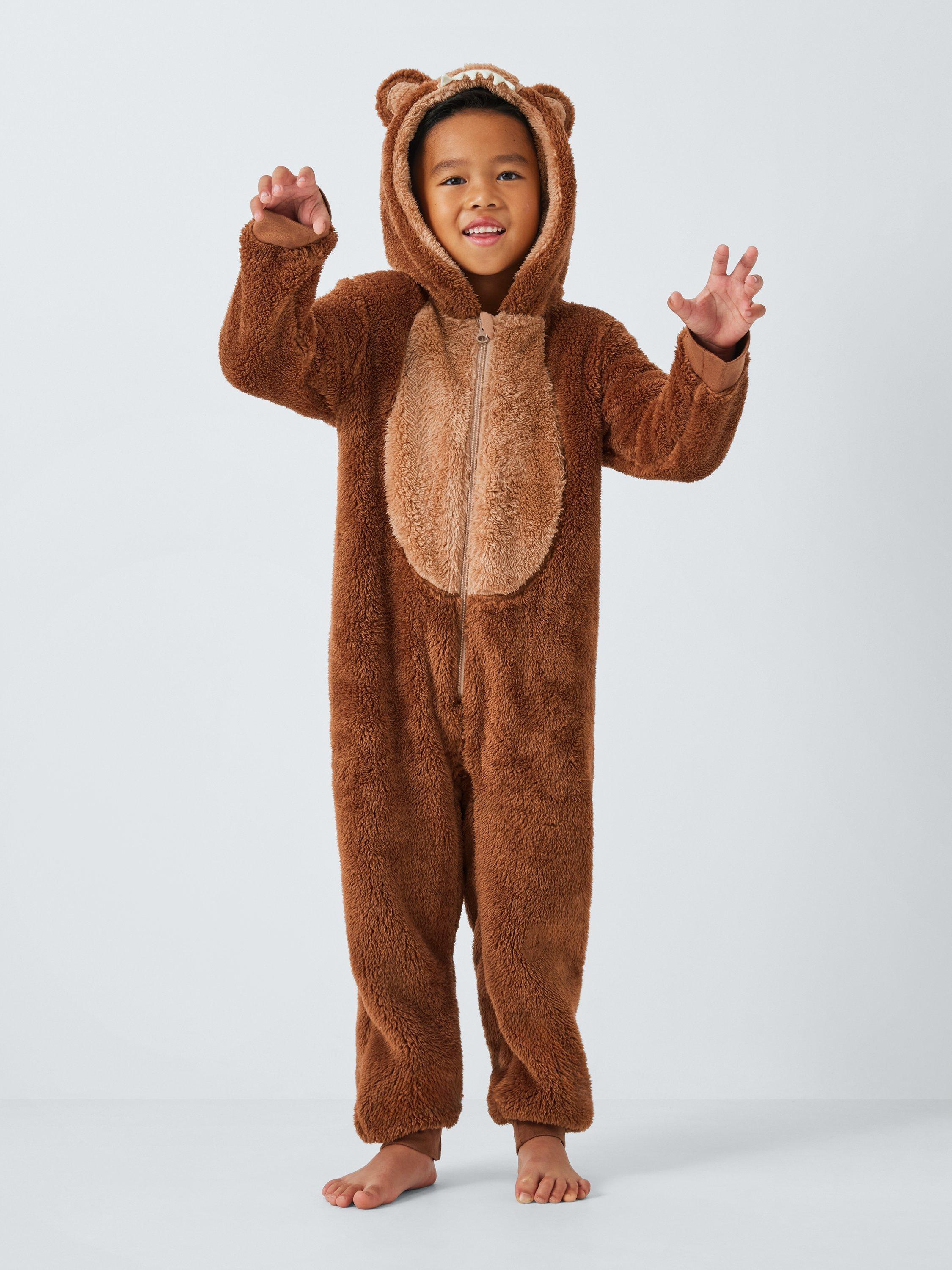 John Lewis Kids Grizzly Bear Onesie Brown