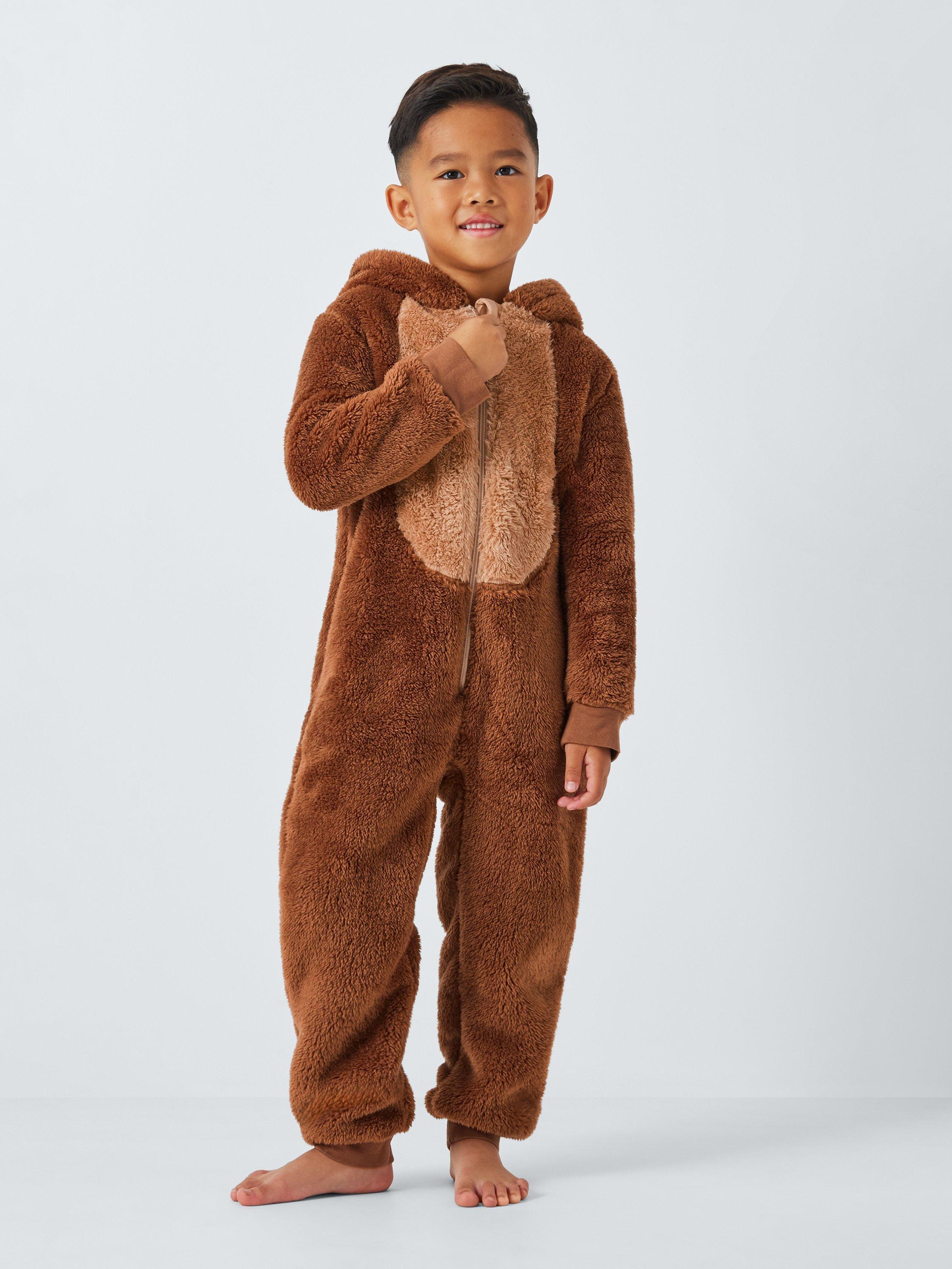 John Lewis Kids Grizzly Bear Onesie Brown