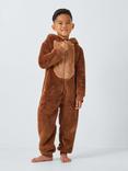 John Lewis Kids' Grizzly Bear Onesie, Brown