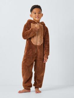 John Lewis Kids' Grizzly Bear Onesie, Brown - view 2, Brown