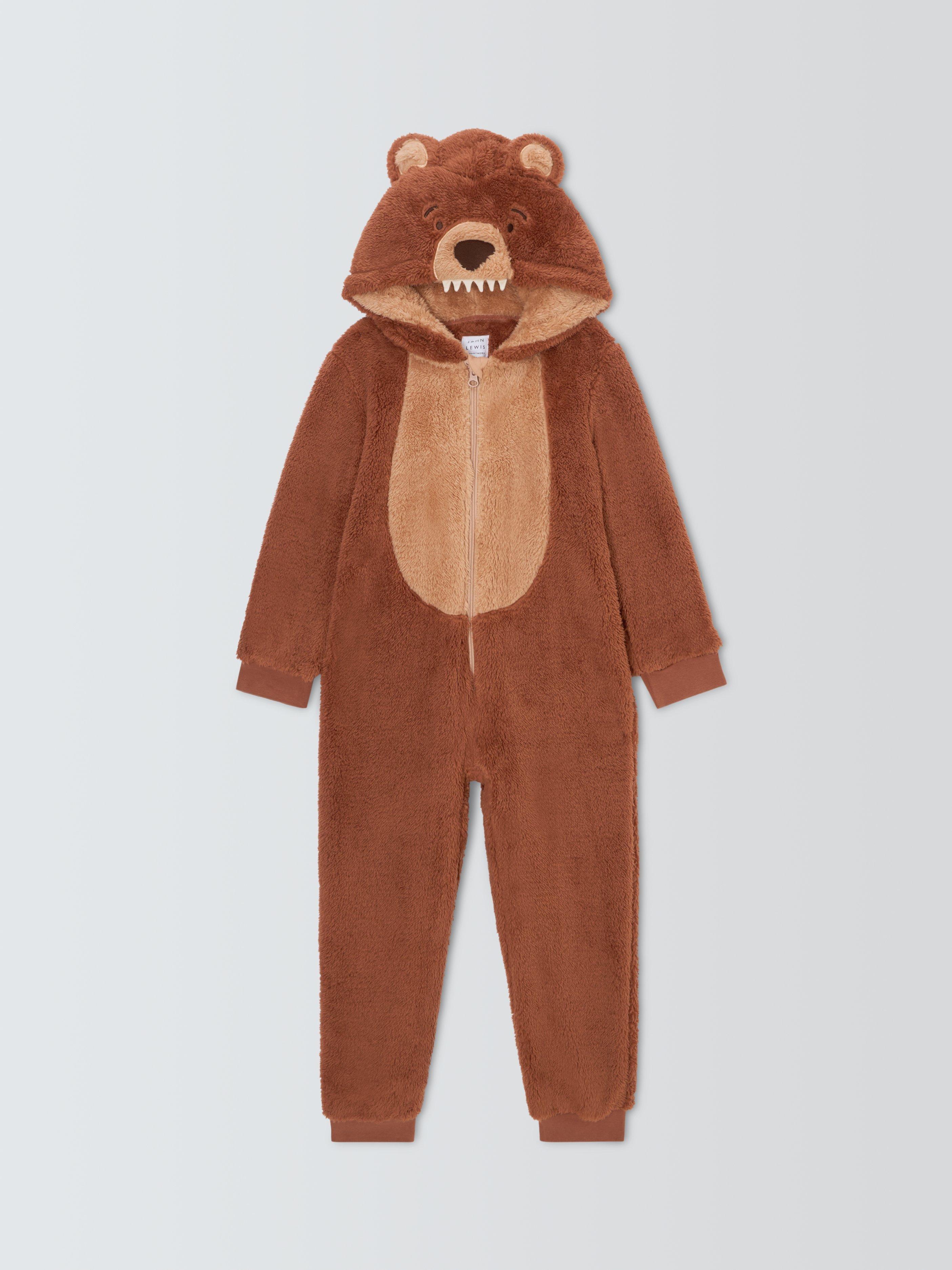 John Lewis Kids Grizzly Bear Onesie Brown