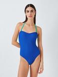 John Lewis Cross Back Bandeau Swimsuit, Cobalt