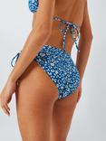 John Lewis Leopard Print Side Tie Bikini Bottoms, Blue