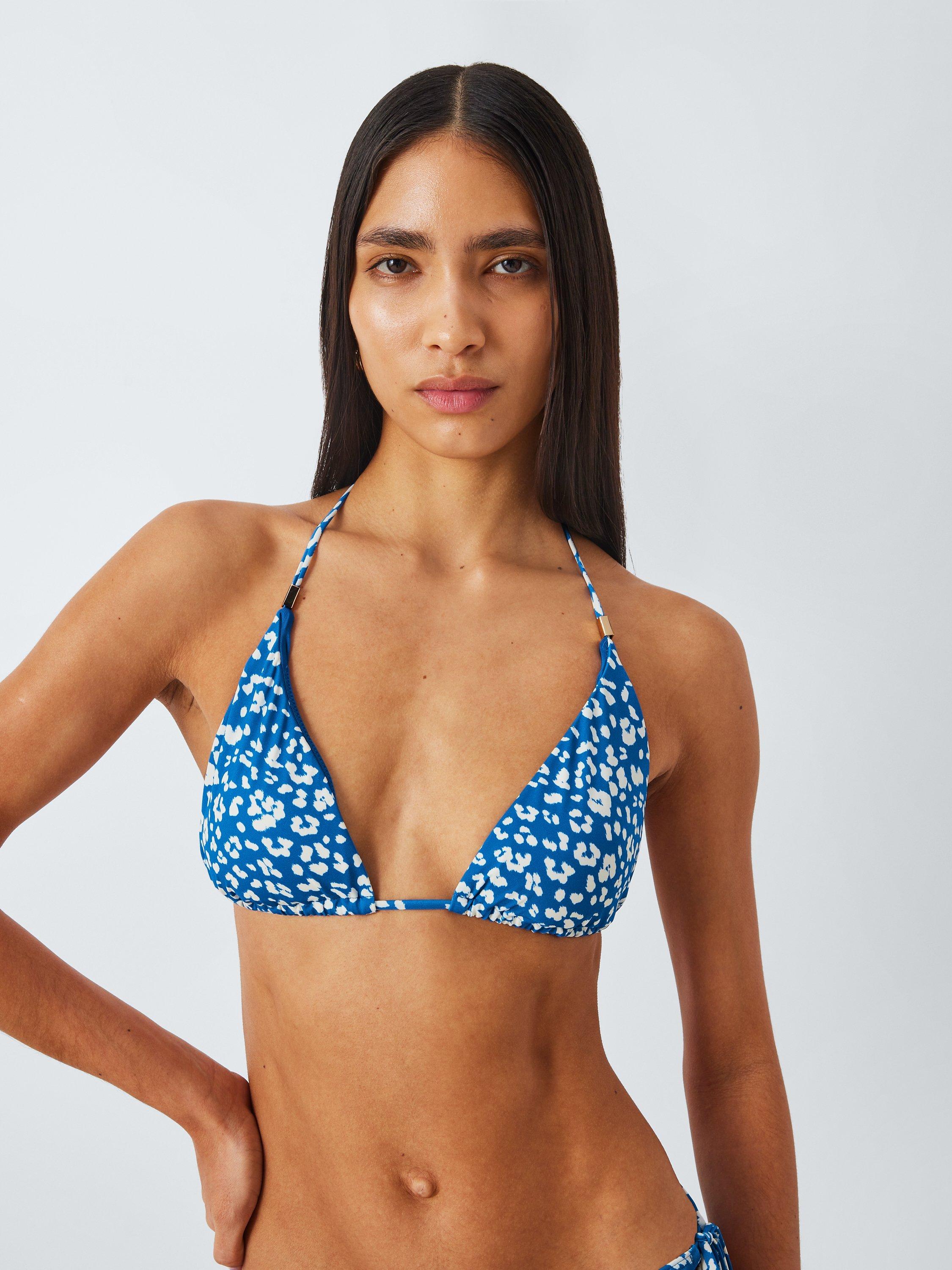 John Lewis Leopard Print Bikini Top Blue