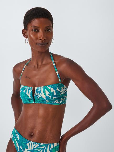 John Lewis Birds of Paradise Bikini Top, White/Multi, White/Multi