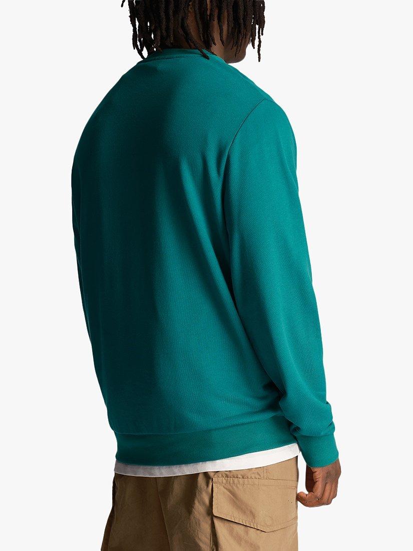 Product image 2 of 5, which shows Lyle & Scott Loopback Embroidered Crew Neck Sweatshirt, Court Green, XS
