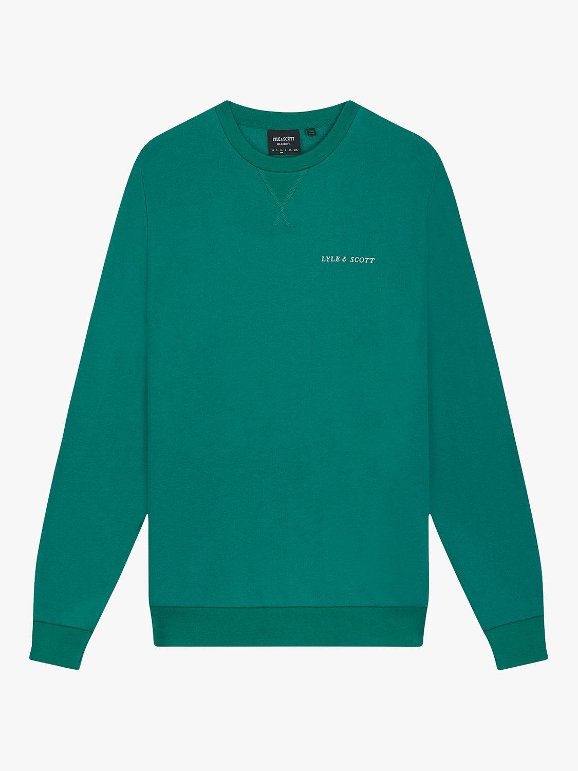 Product image 3 of 5, which shows Lyle & Scott Loopback Embroidered Crew Neck Sweatshirt, Court Green, XS