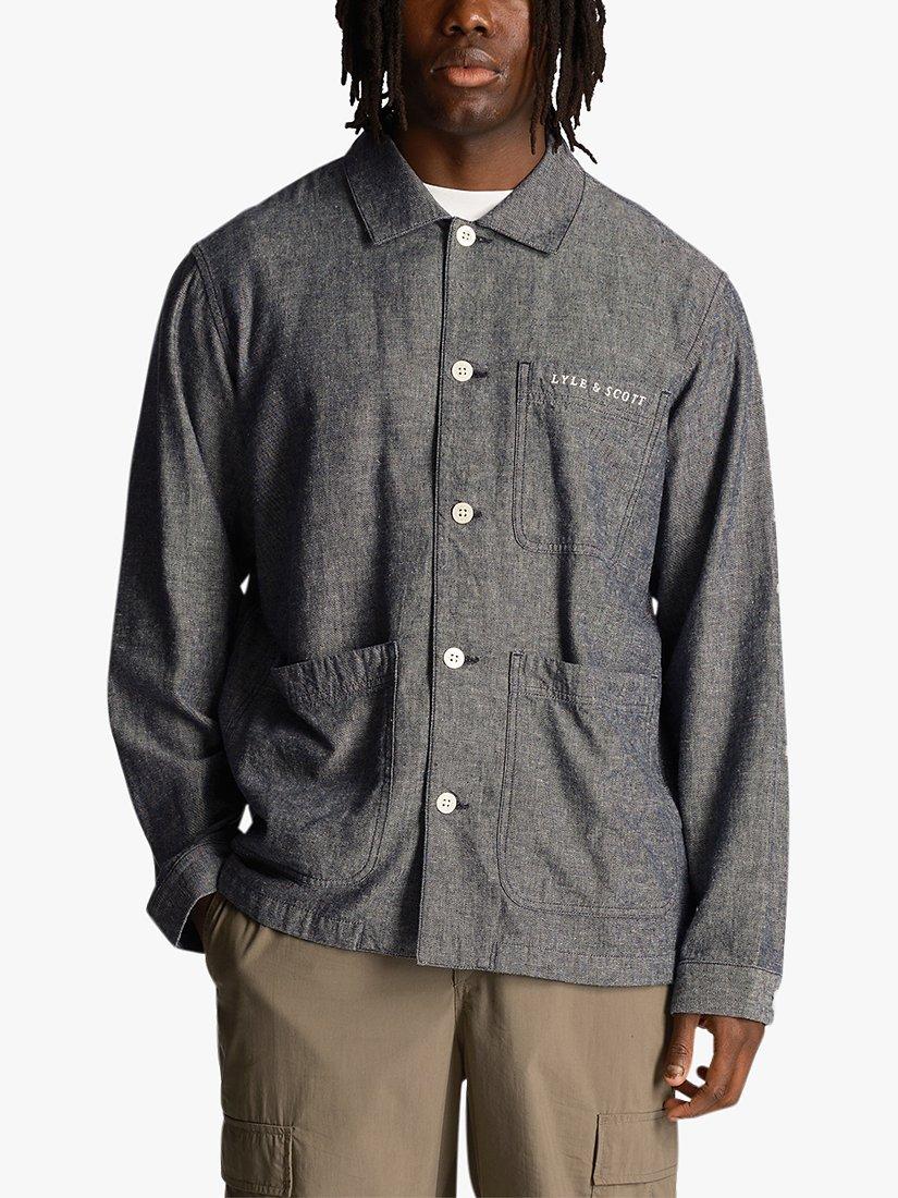 Product image 1 of 4, which shows Lyle & Scott Flax Shacket, Dark Navy, XL