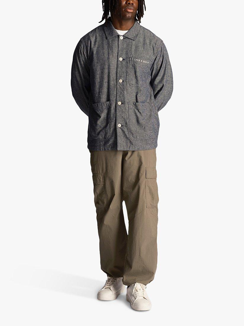 Product image 4 of 4, which shows Lyle & Scott Flax Shacket, Dark Navy, XL