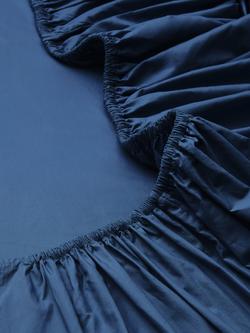 John Lewis Pure Cotton Percale Deep Fitted Sheet - view 2, Navy