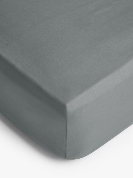 John Lewis Pure Cotton Percale Deep Fitted Sheet, Steel