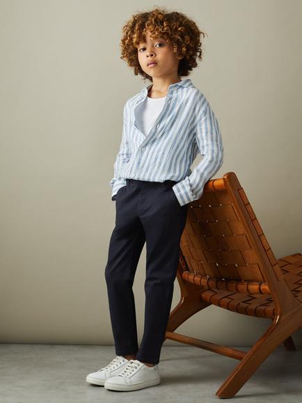 Reiss Kids' Pitch Cotton Blend Chinos, Navy