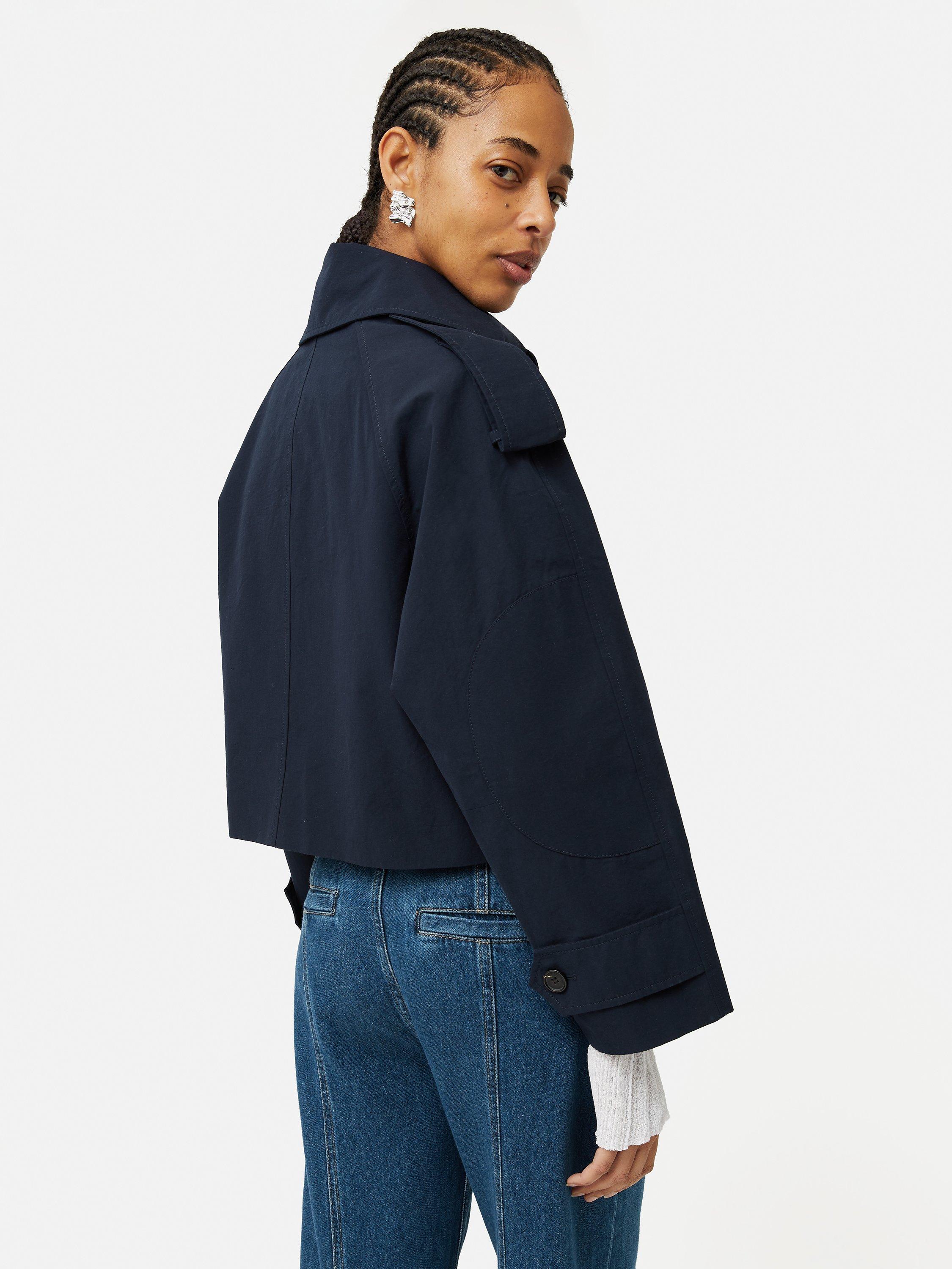 Product image 2 of 6, which shows Jigsaw Double Breasted Cropped Trench Coat, Blue, XL