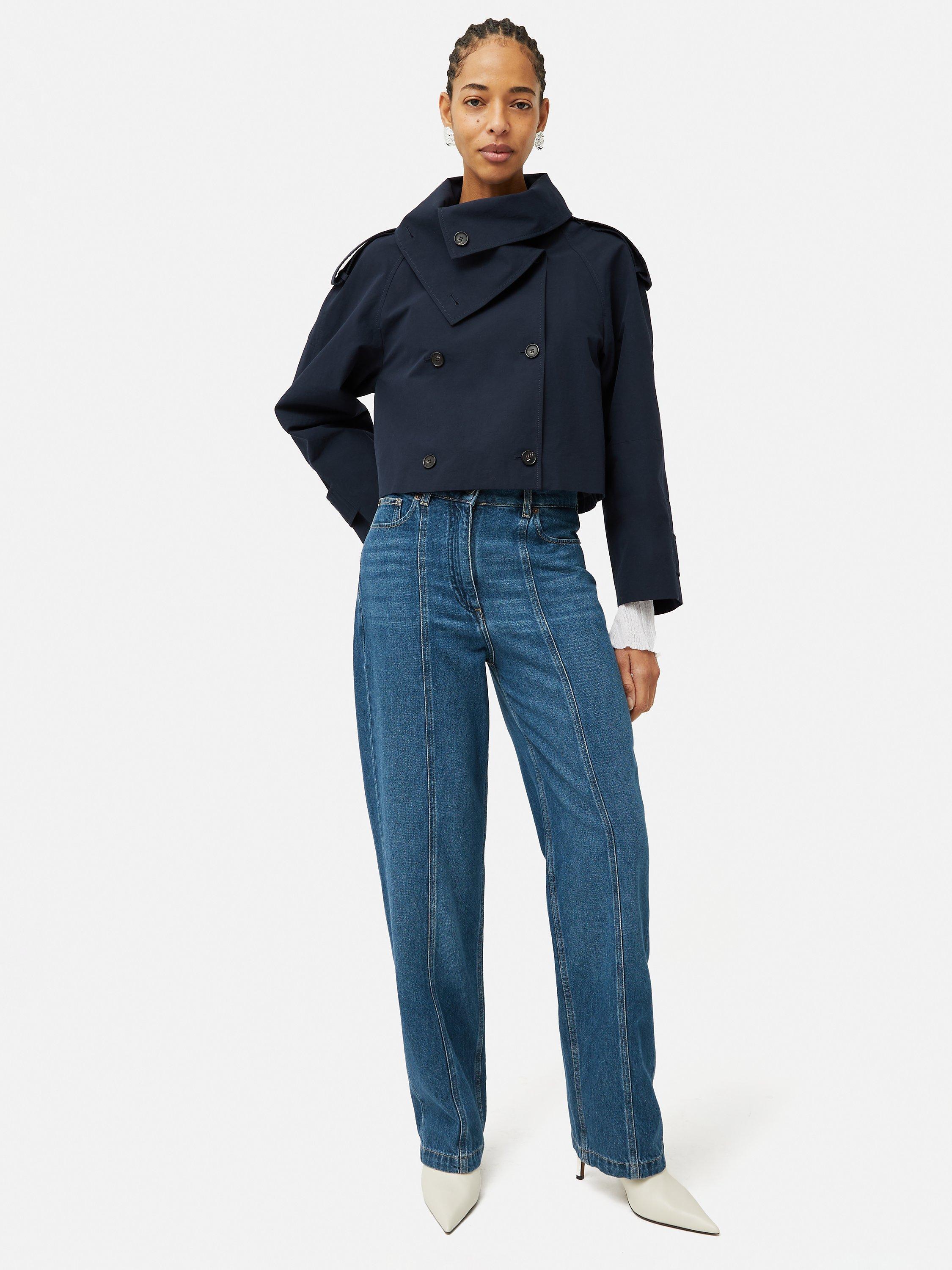 Product image 5 of 6, which shows Jigsaw Double Breasted Cropped Trench Coat, Blue, XL
