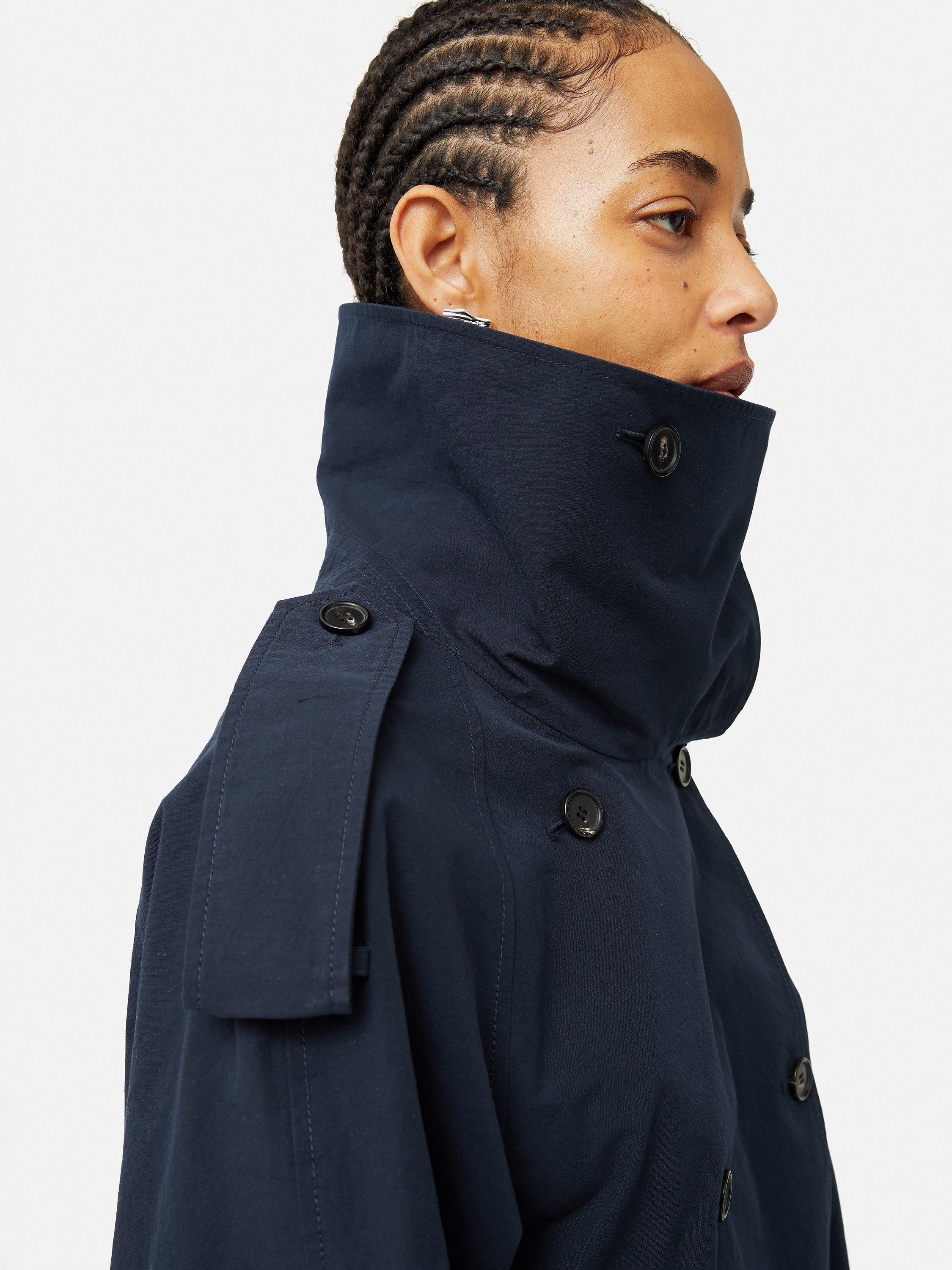 Product image 6 of 6, which shows Jigsaw Double Breasted Cropped Trench Coat, Blue, XL