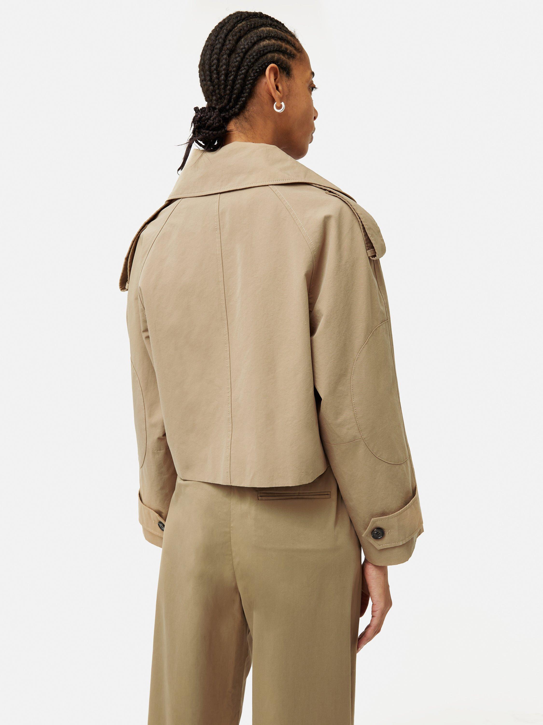 Product image 2 of 6, which shows Jigsaw Double Breasted Cropped Trench Coat, Stone, XL