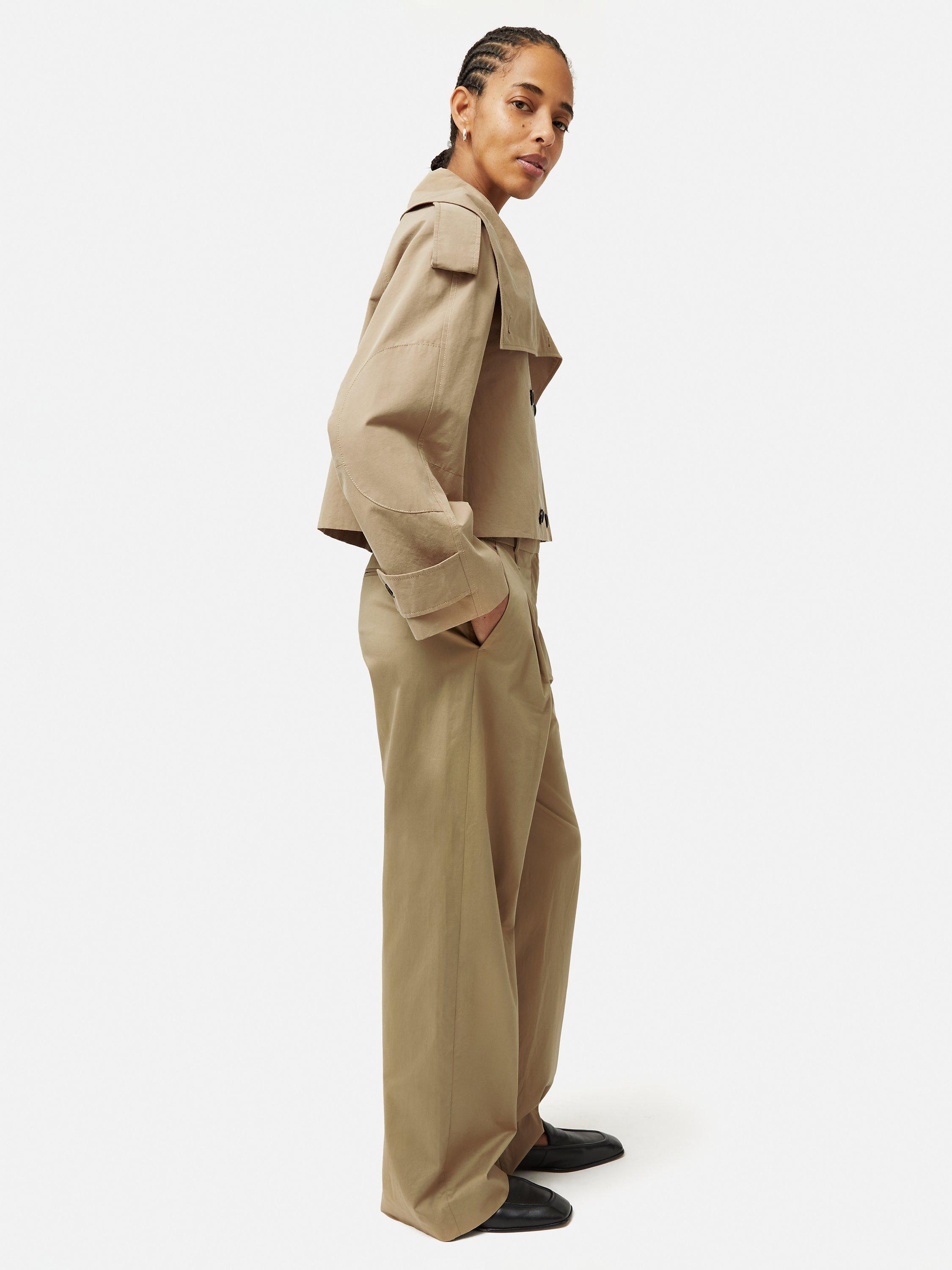 Product image 4 of 6, which shows Jigsaw Double Breasted Cropped Trench Coat, Stone, XL