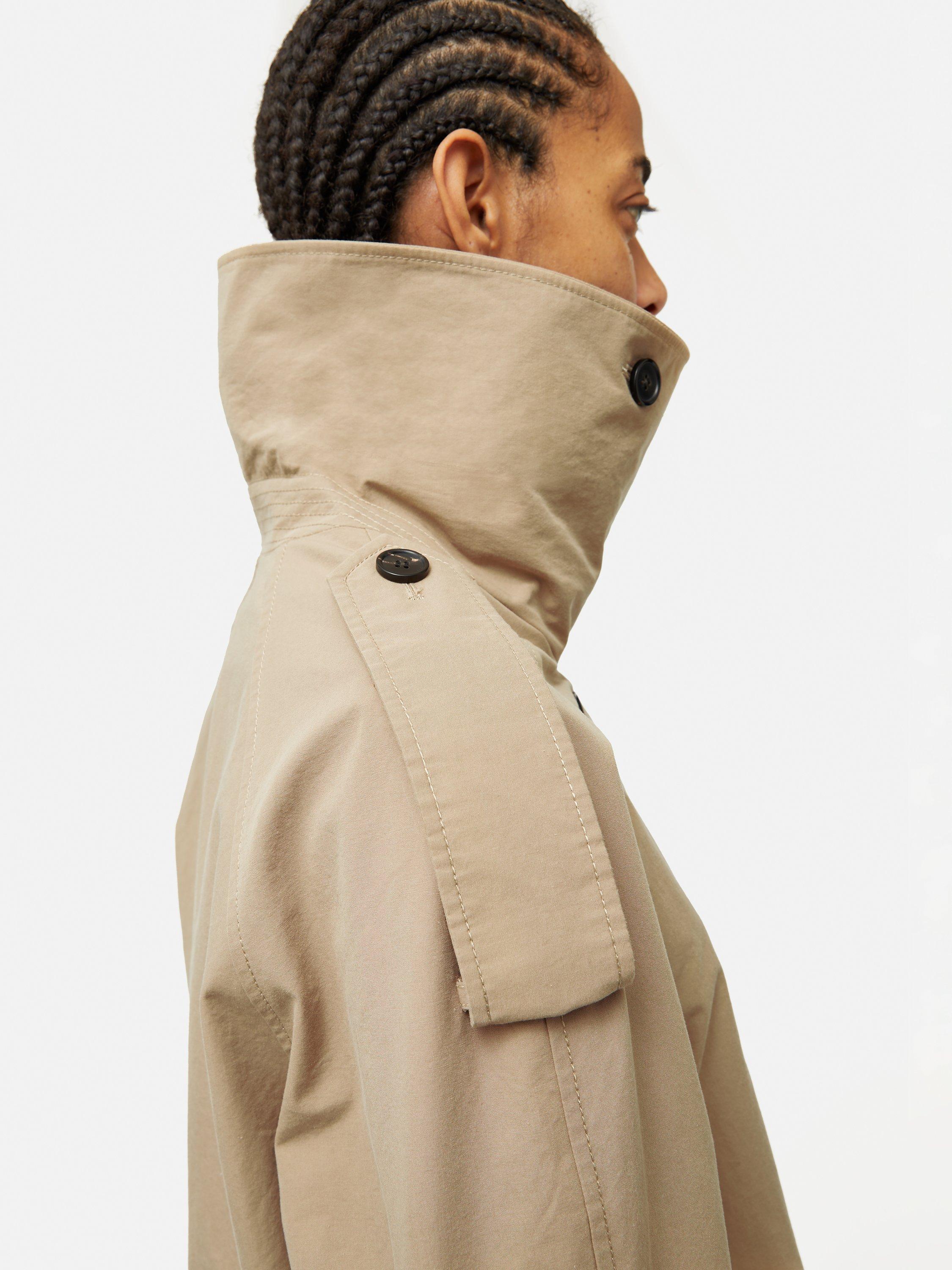 Product image 6 of 6, which shows Jigsaw Double Breasted Cropped Trench Coat, Stone, XL