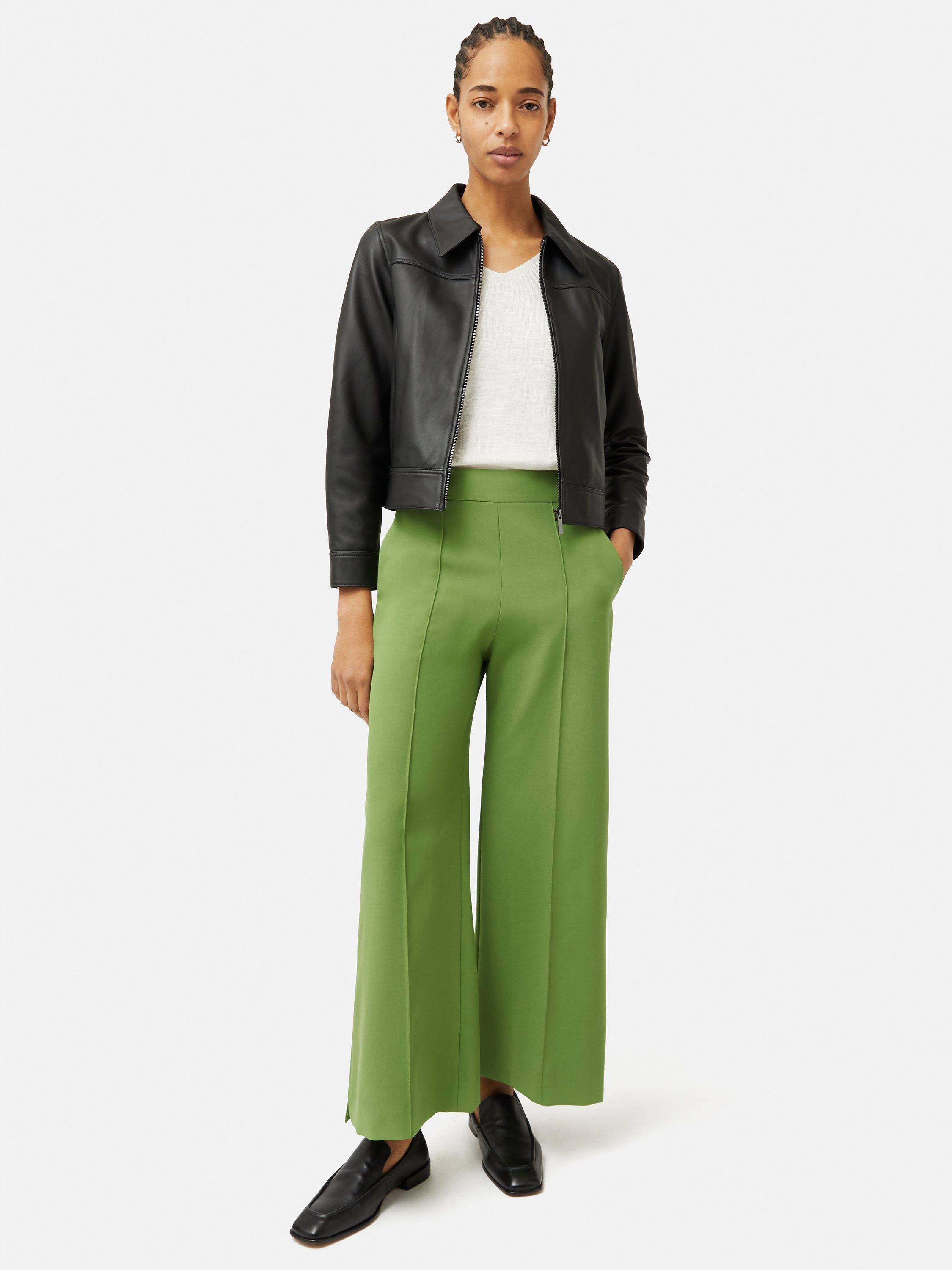 Product image 3 of 4, which shows Jigsaw Modern Crepe Sailor Trousers, Green, 16