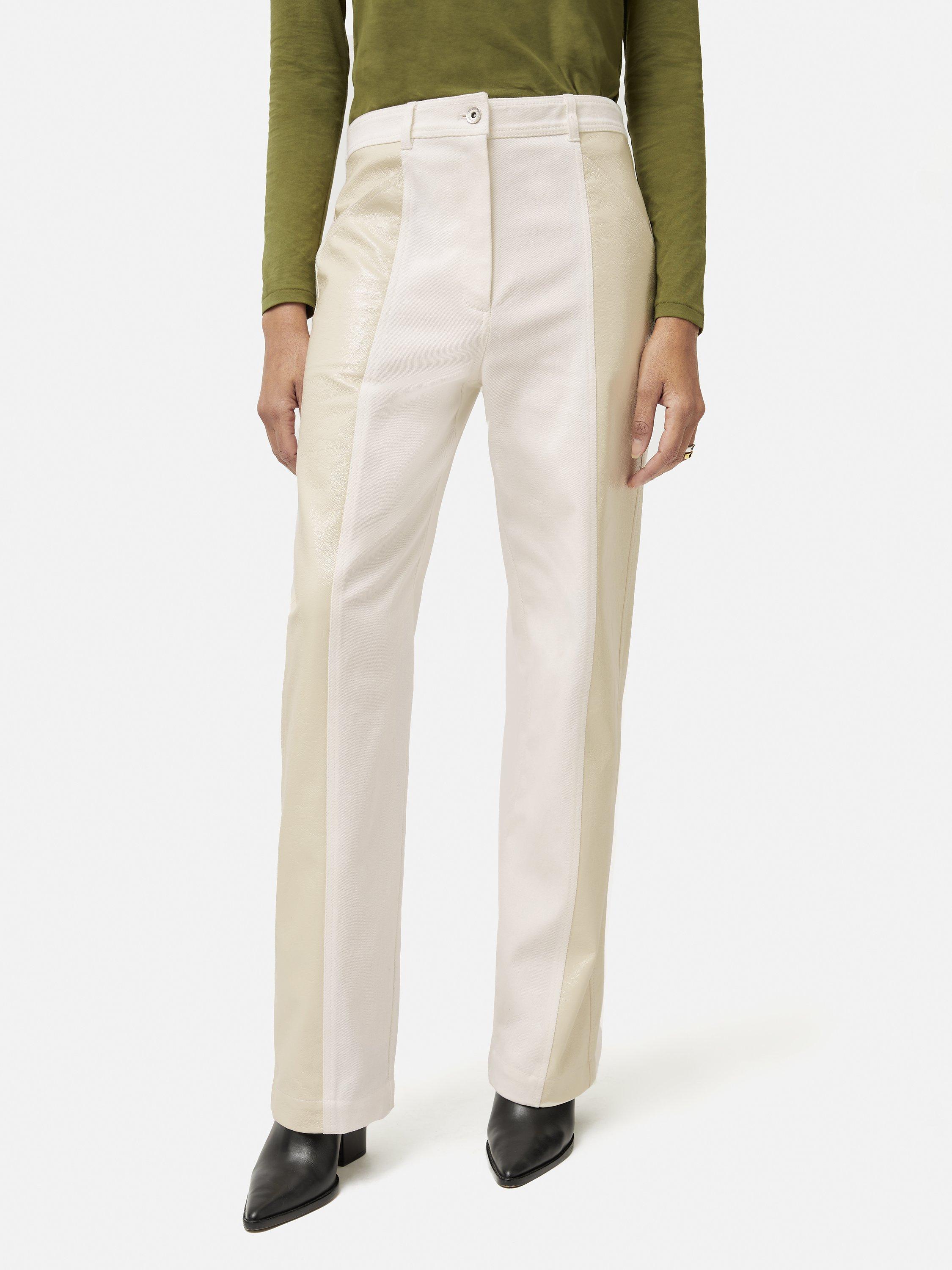 Jigsaw Beck Patent Panelled Jeans, Cream