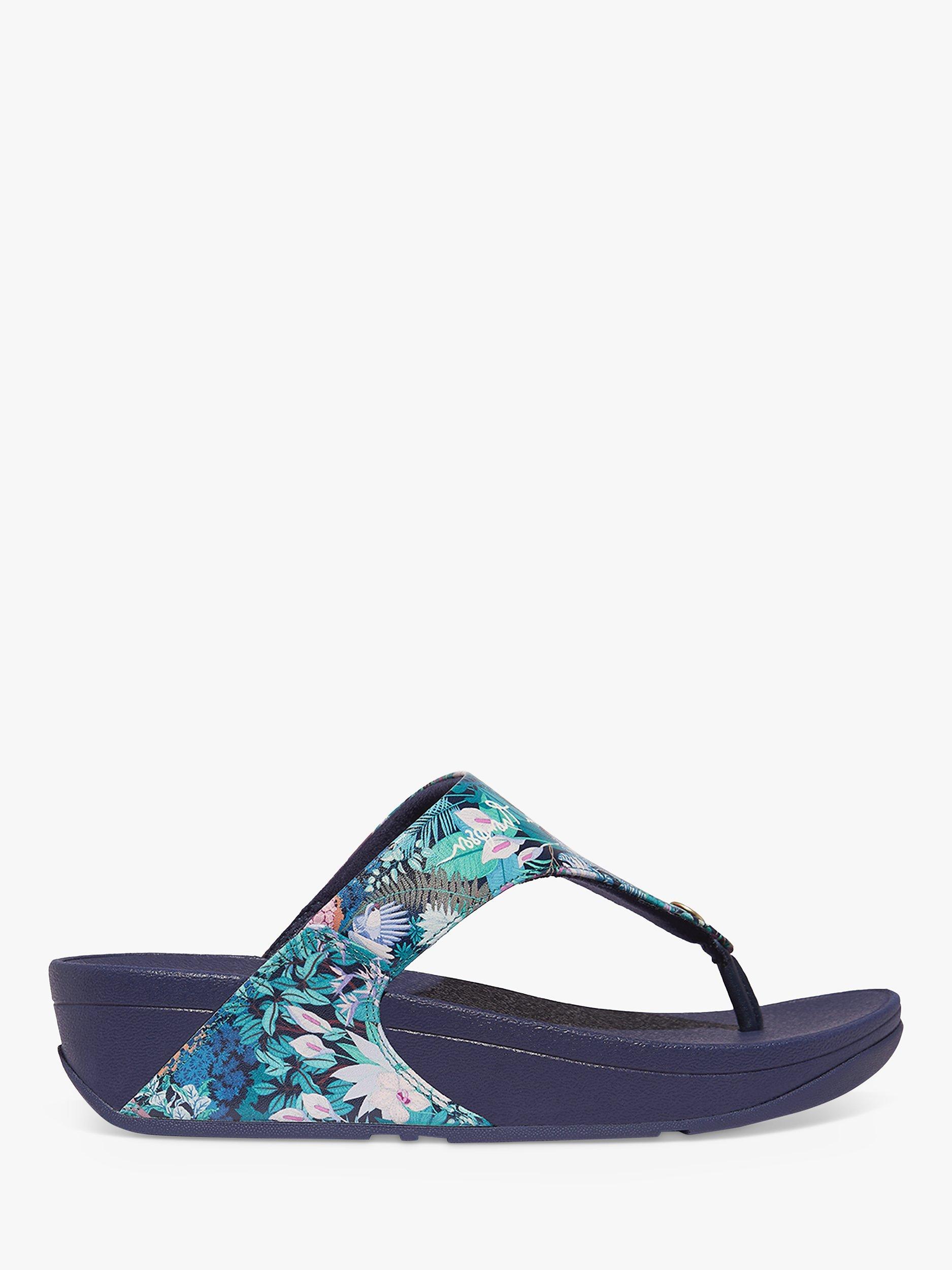 FitFlop Jim Thompson Lulu Leather Toe Post Sandals Heritage Blue