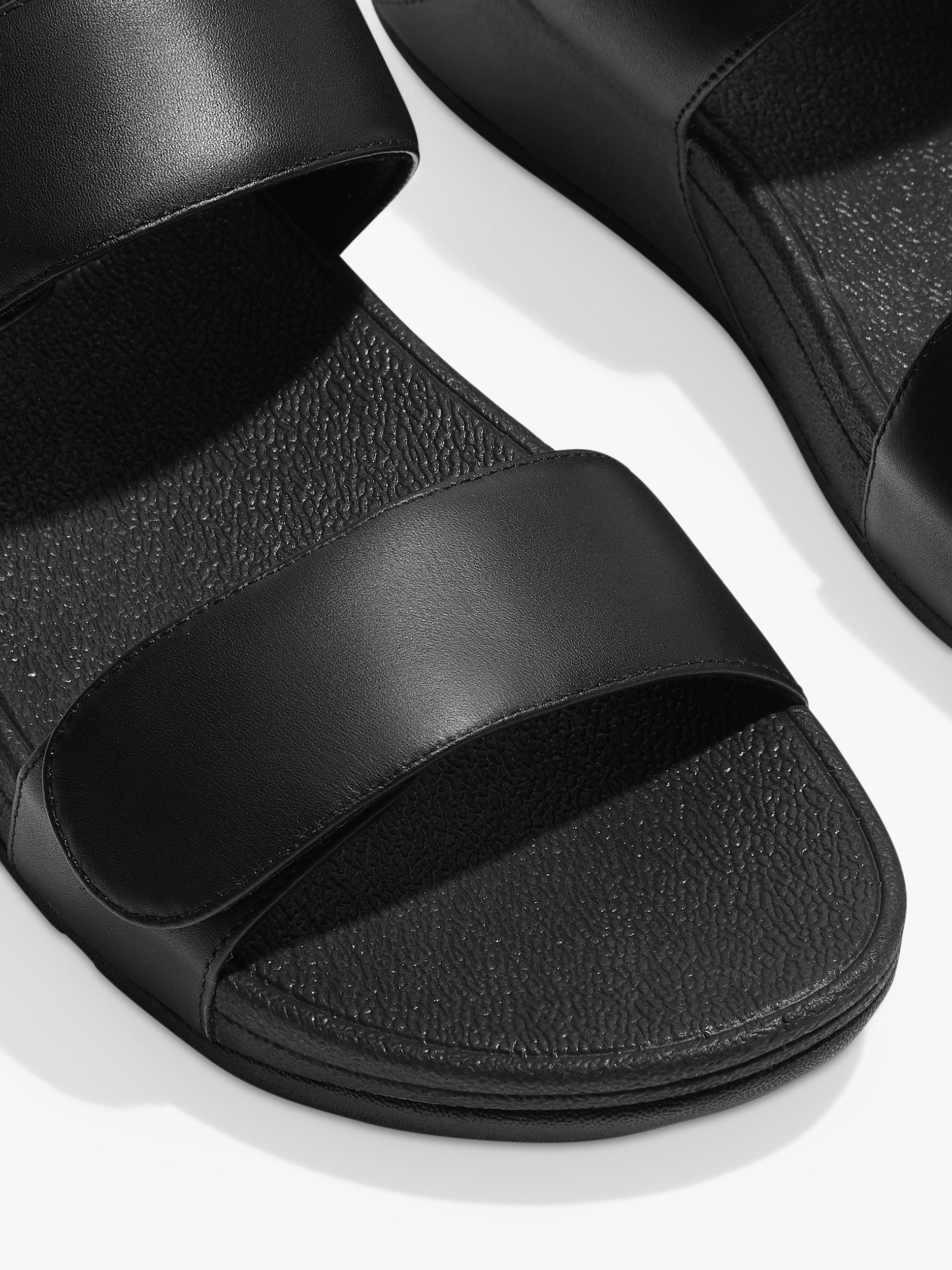 Product image 3 of 4, which shows FitFlop Lulu Adjustable Strap Leather Sandals, All Black, 4