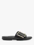 FitFlop Gracie Leather Buckle Pool Slider Sandals, Black