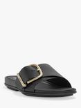 FitFlop Gracie Leather Buckle Pool Slider Sandals, Black