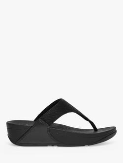 FitFlop Lulu Shimmer Toe Post Sandals, All Black