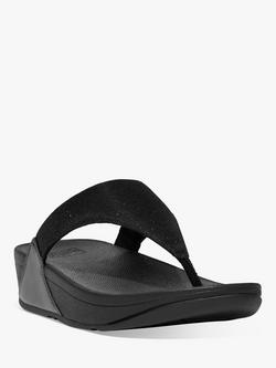 FitFlop Lulu Shimmer Toe Post Sandals - view 2, All Black