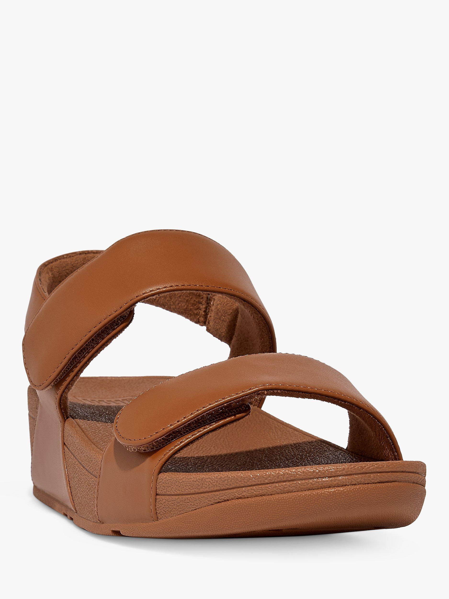 Product image 2 of 4, which shows FitFlop Lulu Adjustable Strap Leather Sandals, Light Tan, 3
