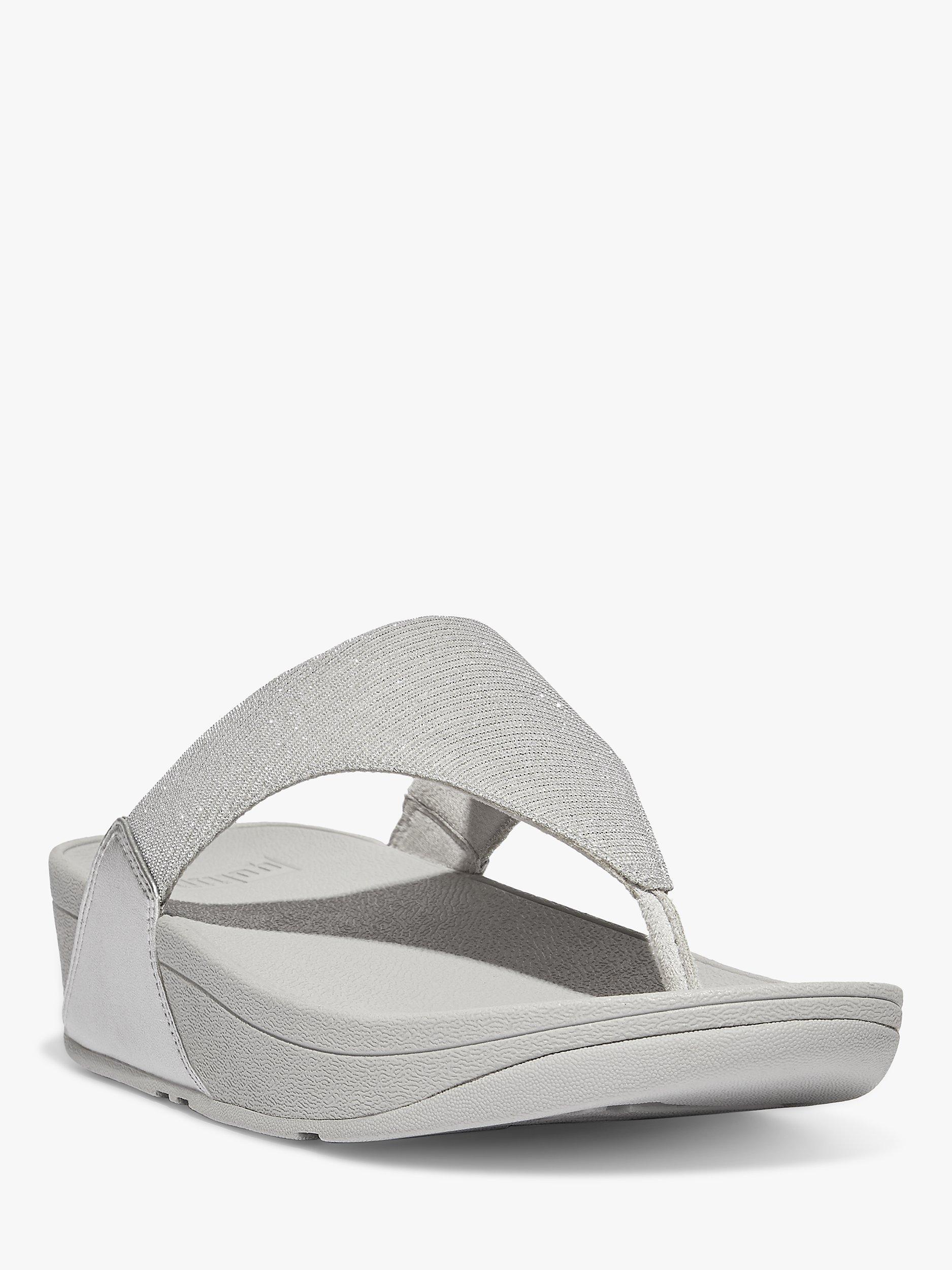 FitFlop Lulu Toe Post Flatform Sandals Silver