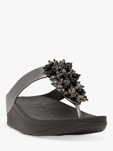 FitFlop Fino Bauble Bead Flip Flops - view 2, Pewter Black