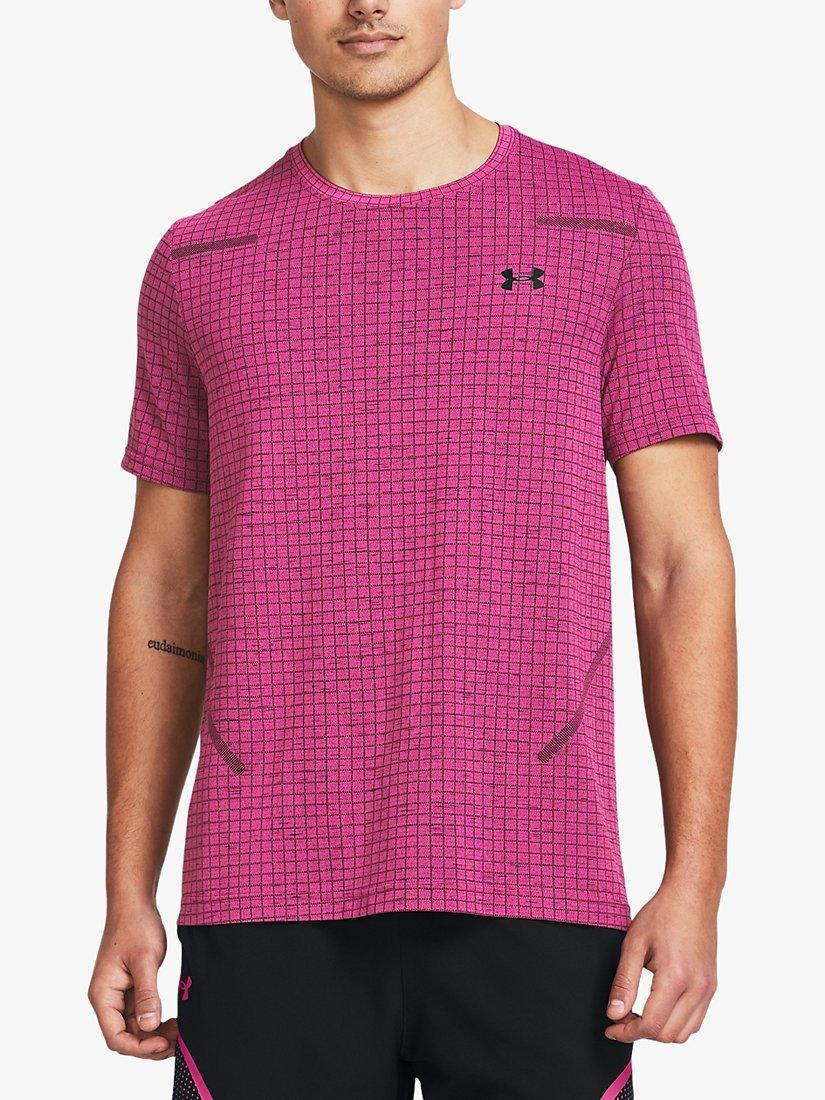 Under Armour Seamless Grid Short Sleeve T-Shirt, Astro Pink/Black