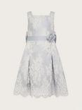 Monsoon Kids' Floral Lace Bow Detail Occasion Dress, Pale Blue