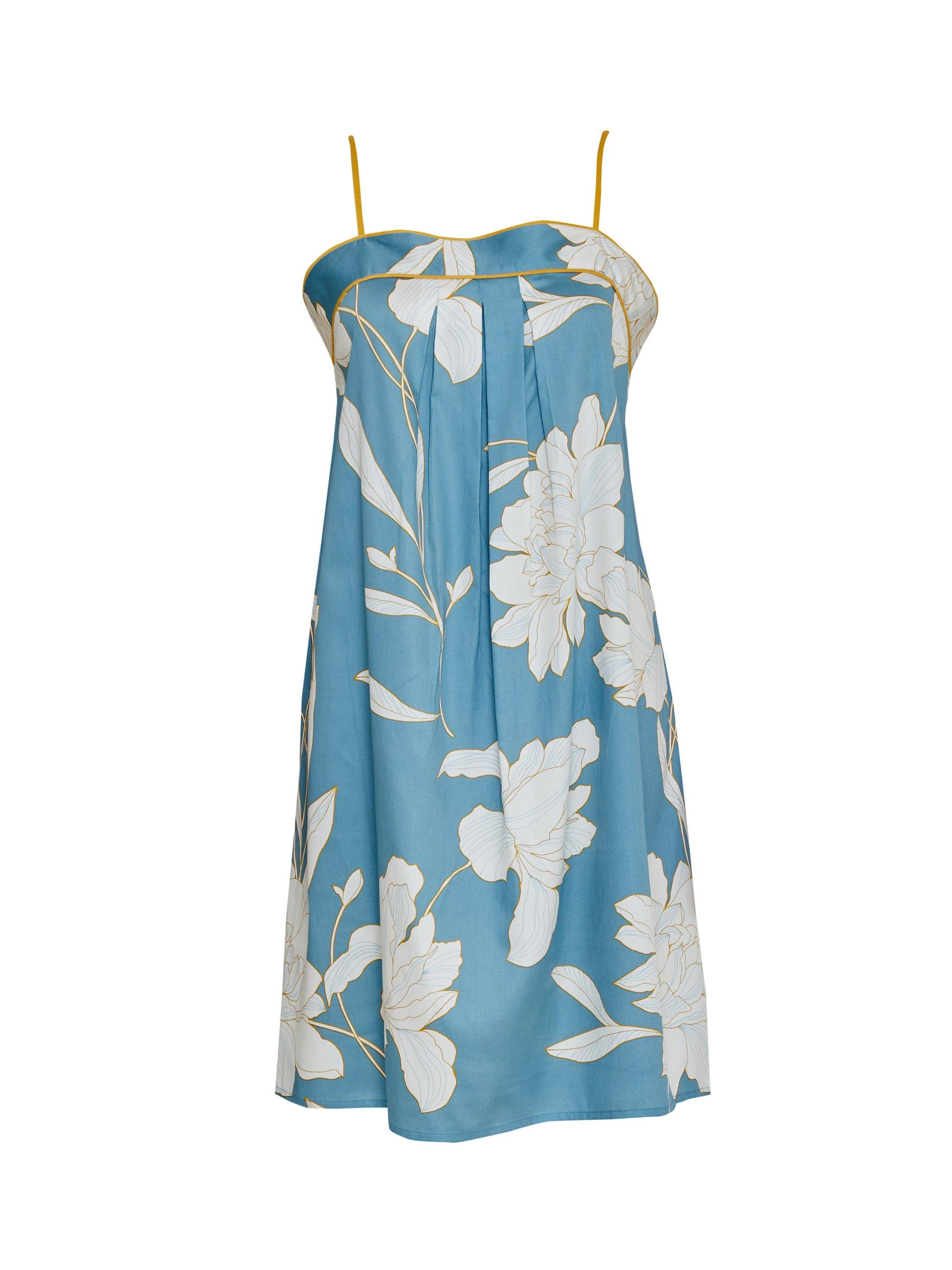 Product image 4 of 4, which shows Fable & Eve Greenwich Knee Length Nightdress, Cerulean Blue, 8